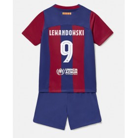 Baby Fußballbekleidung Barcelona Robert Lewandowski #9 Heimtrikot 2023-24 Kurzarm (+ kurze hosen)